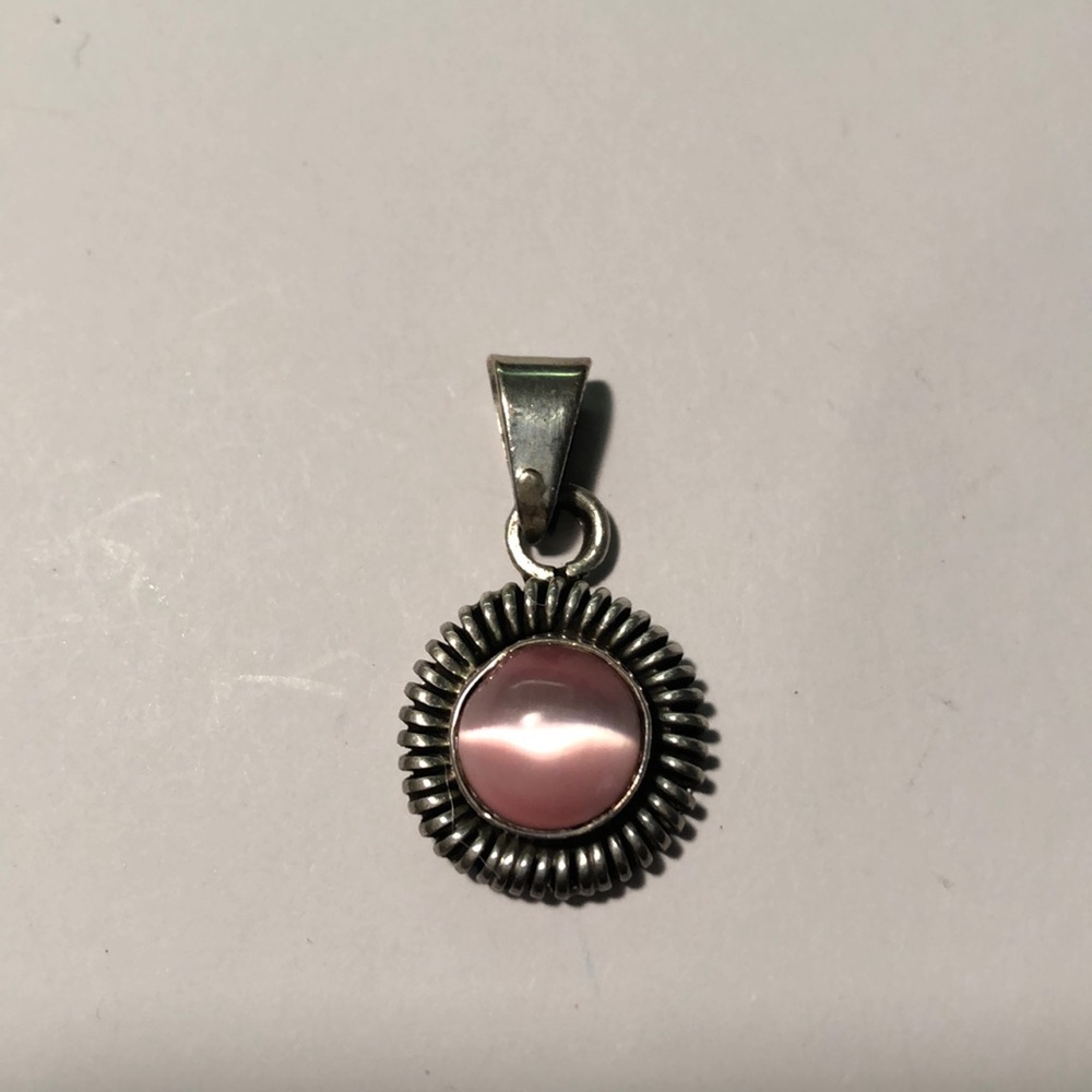 Pink Round Sterling Silver Pendant